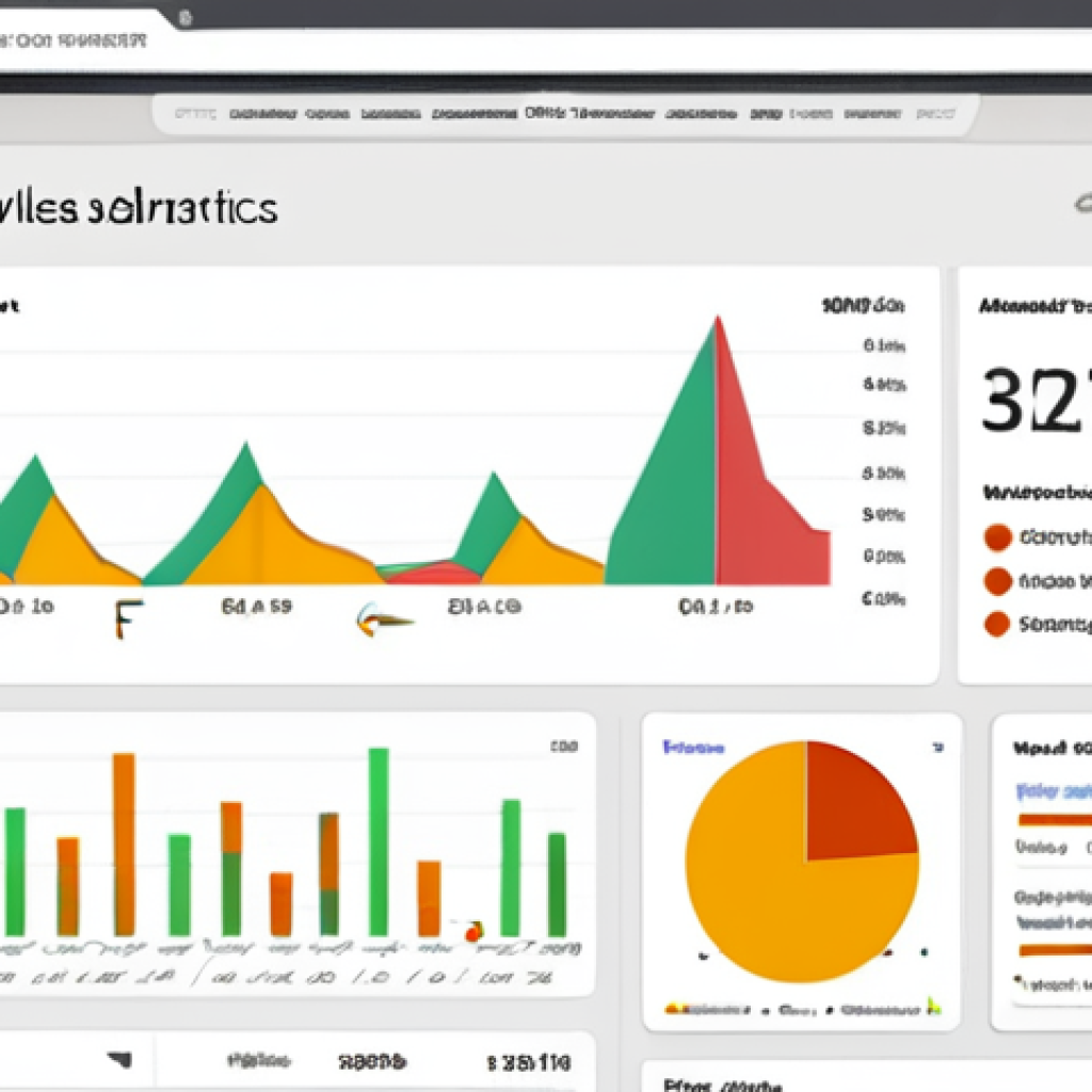 **Website Analytics Dashboard:** A clean and modern Google Analytics dashboard showcasing key website metrics like user count, traffic sources, and conversion rates. Focus on visual appeal and easy-to-understand graphs.