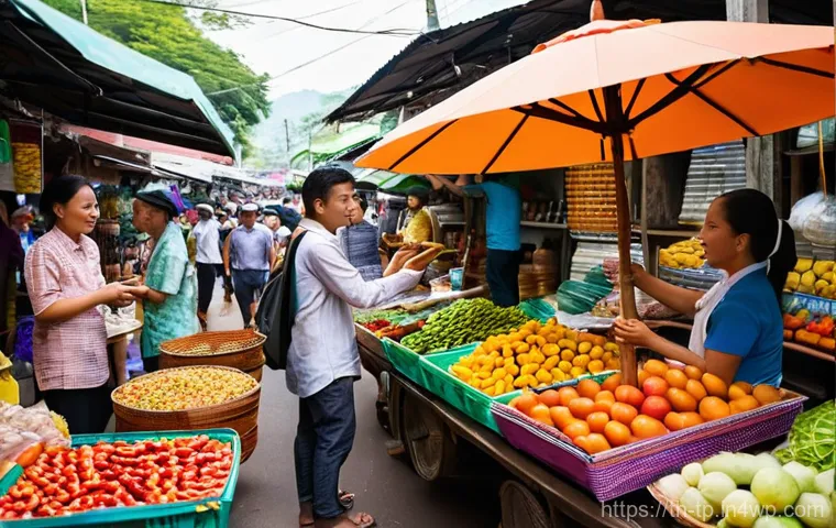 생태계 중심 사고와 협력적 거버넌스 - **A Vibrant Community Garden in a Thai Urban Setting:**
    A bustling and colorful community garden...