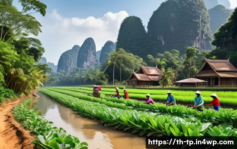 생태계 중심 사고와 생물 다양성 보호 - A vibrant local Thai forest restoration scene featuring community members planting native trees alon...